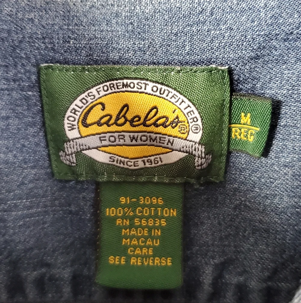 Cabela's Denim Mini Dress Sleeveless Long Jean Tunic Vest 90s Vintage - Picture 5 of 8